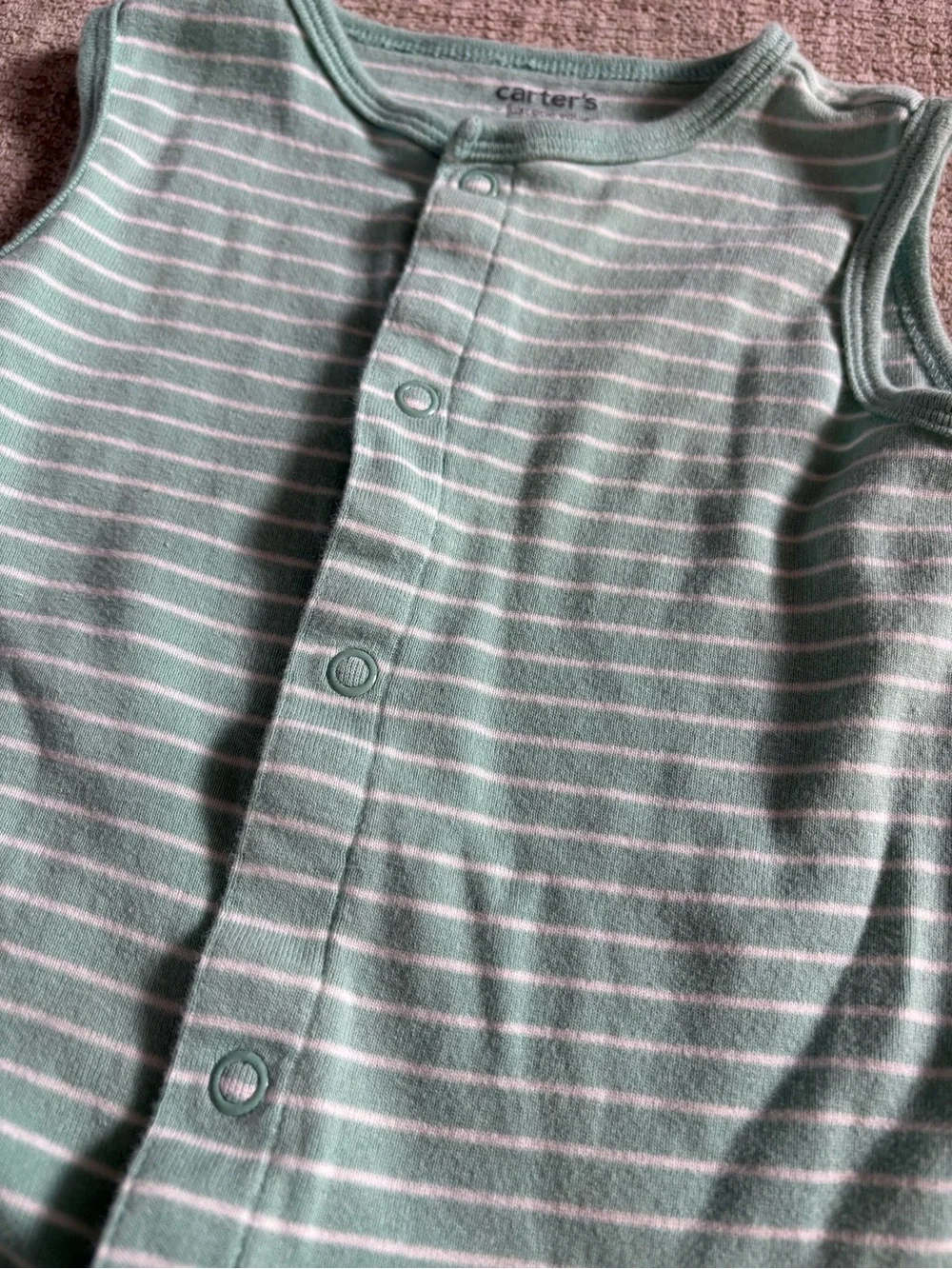 Carter's Mint Green & White Striped Sleeveless Romper